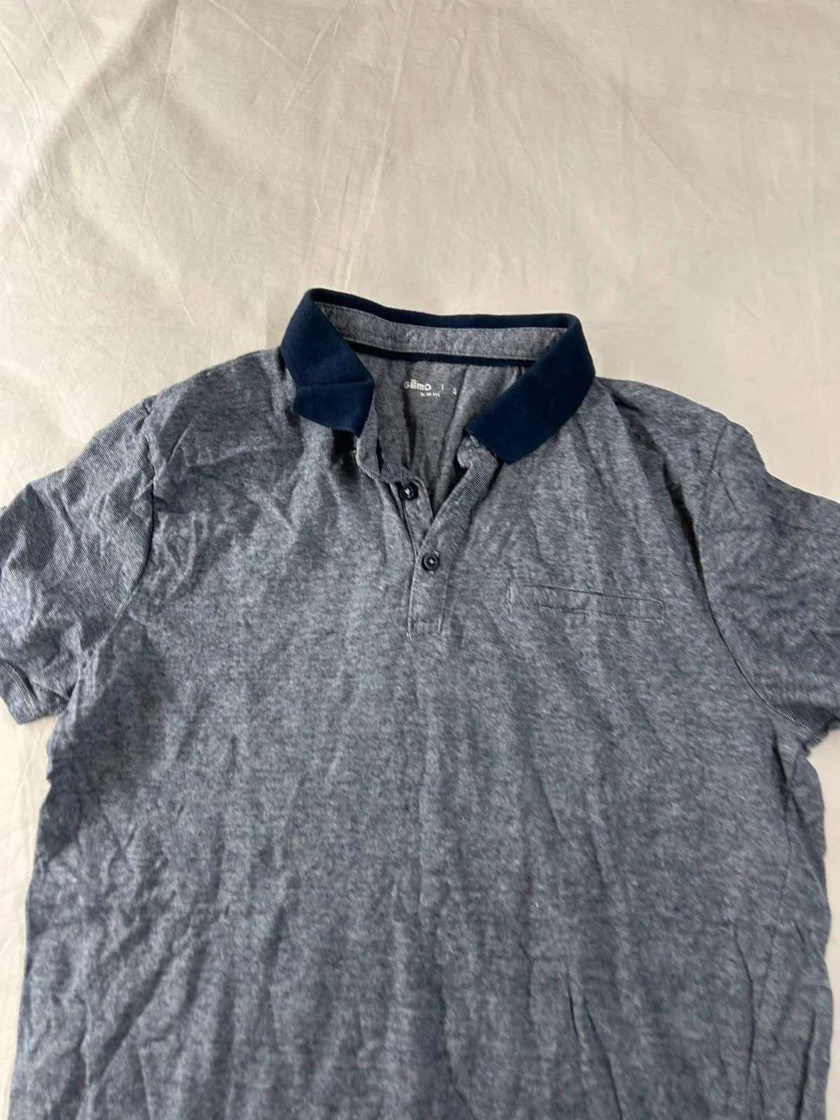 Polo azul marinho cinza gémo slim fit – photo 2